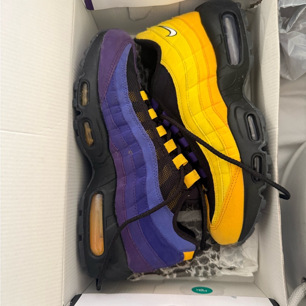 Nike Air Max 95 Black, Yellow, and Purple Sneakers